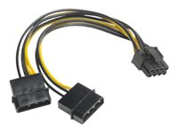 Akasa - strömadapter - 4 pin intern effekt till 8-stifts PCIe-ström (6+2) - 15 cm AK-CBPW20-15