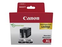 Canon PGI-2500XL BK Twin Pack - 2-pack - 70.9 ml - XL - svart - original - bläcktank - för MAXIFY iB4050, iB4150, MB5150, MB5155, MB5350, MB5450 9254B011