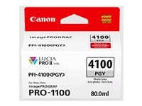 Canon PFI-4100 PGY - 80 ml - grå för fotoutskrift - original - hängande låda - bläcktank - för imagePROGRAF PRO-1100 6784C001