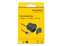 Delock In-Desk Hub - hubb - 3 portar 62794