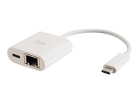 C2G USB C to Ethernet Adapter With Power Delivery - White - nätverksadapter - USB-C - Gigabit Ethernet x 1 82407