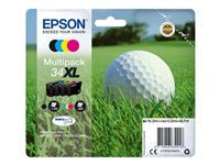 Epson 34XL - 4-pack - XL - svart, gul, cyan, magenta - original - blister med RF-larm/akustiskt larm - bläckpatron - för WorkForce Pro WF-3720DWF, WF-3725DWF C13T34764020