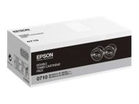 Epson 0710 - 2-pack - hög kapacitet - svart - original - tonerkassett - för WorkForce AL-M200DN, AL-M200DN Double pack bundle ETD, AL-M200DW, AL-MX200DNF, AL-MX200DWF C13S050710