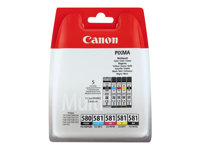 Canon PGI-580 PGBK/CLI-581 CMYBK Multipack - 5-pack - svart, gul, cyan, magenta - original - blister - bläcktank - för PIXMA TS6251, TS6350, TS6351, TS705, TS8252, TS8350, TS8351, TS8352, TS9550, TS9551 2078C005