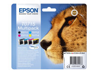 Epson T0715 Multipack - 4-pack - 23.9 ml - svart, gul, cyan, magenta - original - blister med RF-larm/akustiskt larm - bläckpatron - för Stylus DX9400, SX115, SX210, SX215, SX218, SX415, SX515, SX610; Stylus Office BX310, BX610 C13T07154022