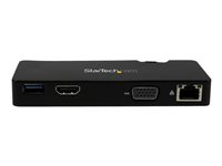 StarTech.com USB 3.0 to HDMI or VGA Adapter Dock - USB 3.0 Mini Docking Station w/ USB, GbE Ports - Portable Universal Laptop Travel Hub (USB3SMDOCKHV) - dockningsstation - USB - HDMI - 1GbE USB3SMDOCKHV