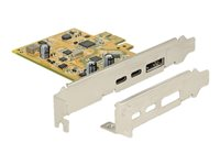 DeLock PCI Express Card > 1 x external USB Type-C 3.1 female + 1 x external USB Type-C 3.1 (DP Alt Mode) female - USB-adapter - PCIe 3.0 - USB-C 3.1 Gen 2 x 2 89582