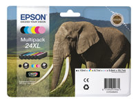 Epson 24XL Multipack - 6-pack - XL - svart, gul, cyan, magenta, ljus magenta, ljus cyan - original - bläckpatron - för Expression Photo XP-55, XP-750, XP-760, XP-850, XP-860, XP-950, XP-960, XP-970 C13T24384021