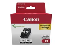 Canon PGI-550PGBK XL Twin pack - 2-pack - 15 ml - Lång livslängd - svart - original - hängande låda - bläcktank - för PIXMA iP8750, iX6850, MG5550, MG5650, MG6450, MG6650, MG7150, MG7550, MX725; PIXUS MG7550 6431B010