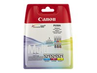 Canon CLI-521 C/M/Y Multi pack - 3-pack - gul, cyan, magenta - original - bläcktank - för PIXMA iP3600, iP4700, MP540, MP550, MP560, MP620, MP630, MP640, MP980, MP990, MX860, MX870 2934B011