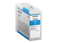 Epson T850200 - 80 ml - hög kapacitet - cyan - original - bläckpatron - för SureColor P800, P800 Designer Edition, SC-P800 C13T850200